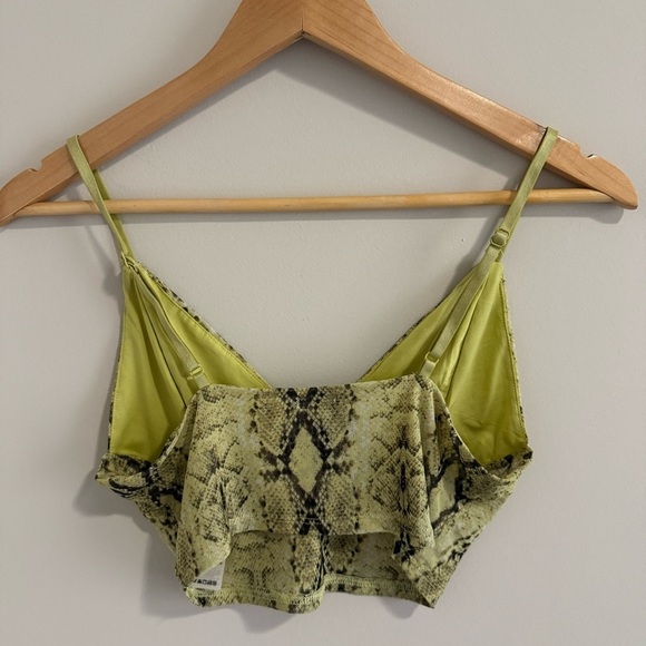 3/$20⚡️ Garage Green Mesh Snake Skin Print Tank Crop Top V-Neck Bustier Style - Picture 5 of 10